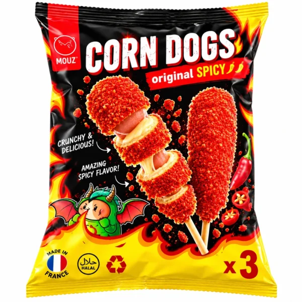 Sachet de 3 corn dogs halal Original Spicy MOUZ 285 g